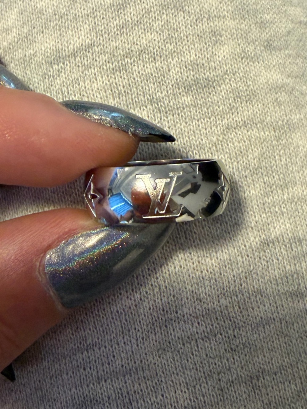 Silver Monogram Engraved Band Ring